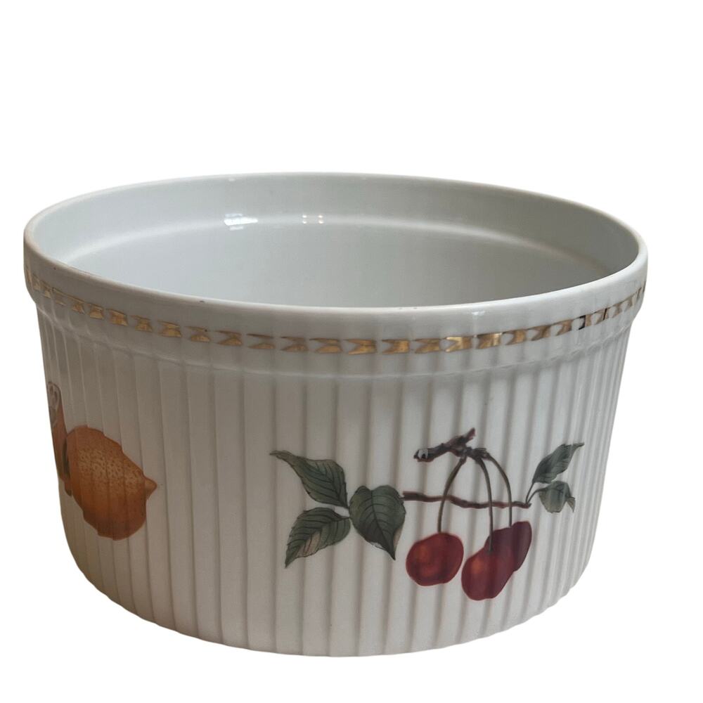 Royal Worcester Evesham Gold Souffle Dish Casserole Porcelain England 5.5 x 2.75